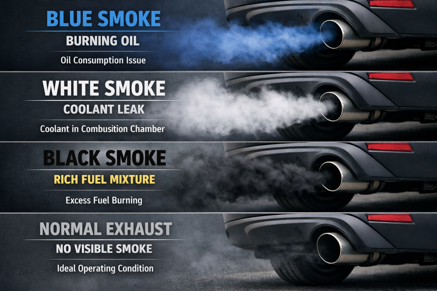 Exhaust smoke color diagnostic guide